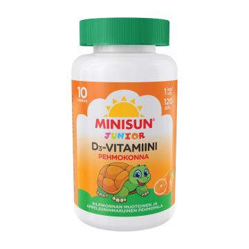 Minisun D-vitamiini Pehmokonna Appelsiini jr.10 mikrog 120 kpl