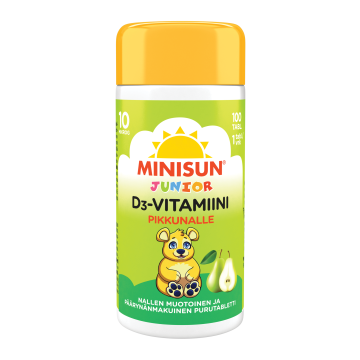 Minisun D-vitamiini Päärynä Nalle jr.10 mikrog 100 tabl